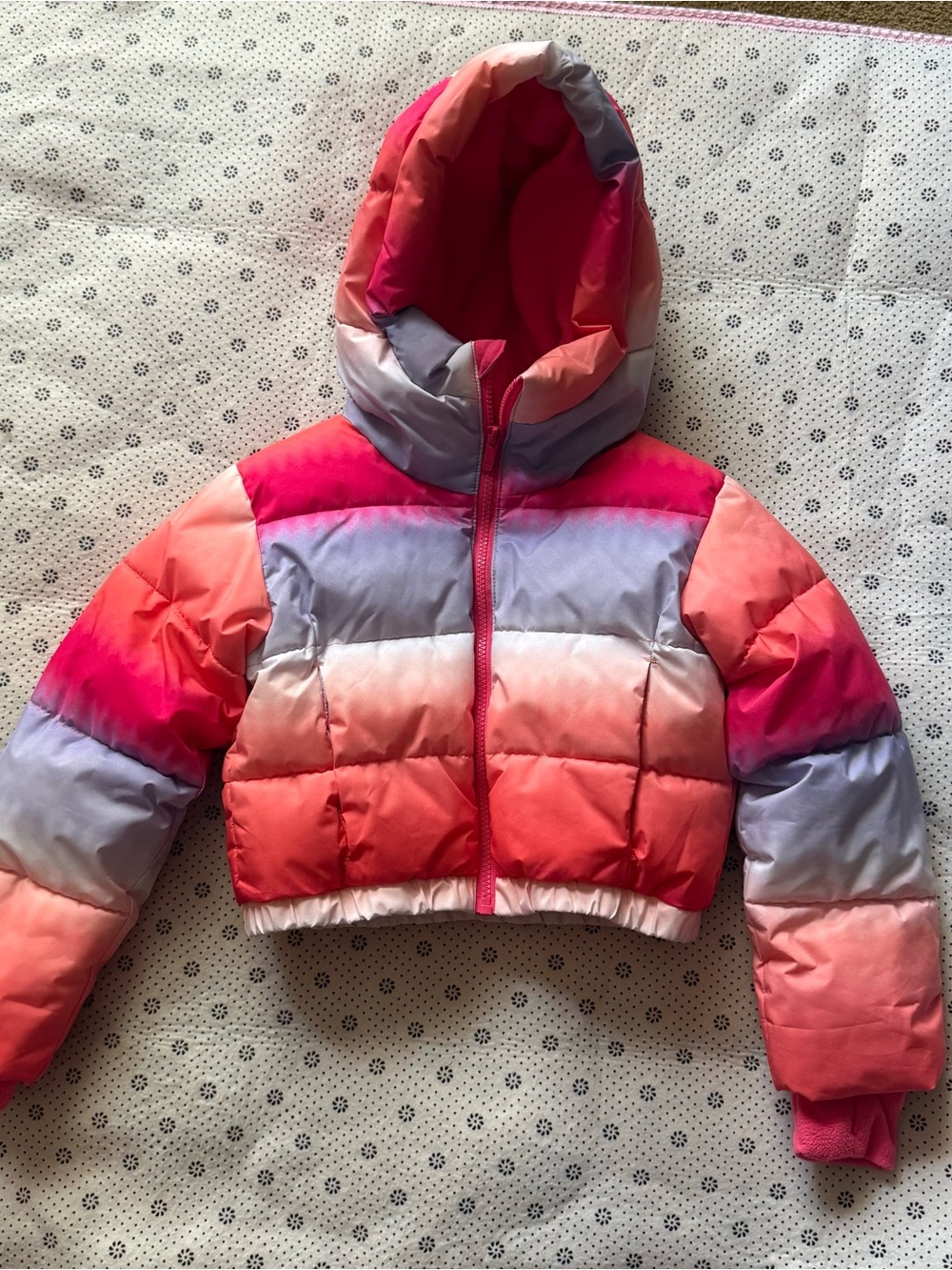 all in motion Kids Hooded Gradient Puffer Jacket - Pink, Coral & Lavender